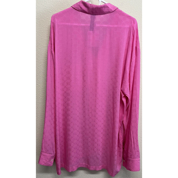 Savage × Fenty Monogram Voile Button Down Sleep Shirt Size S Pink oversized NEW - Picture 5 of 11
